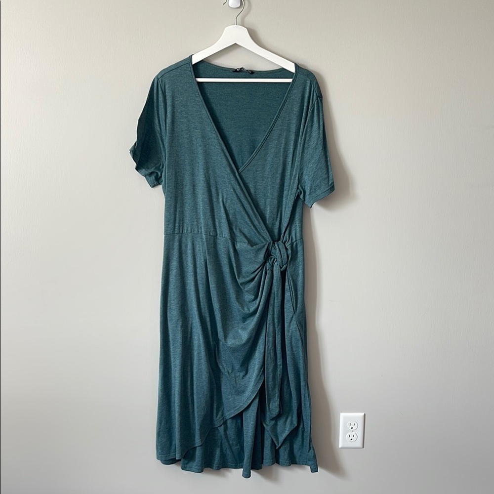 Elegant Teal Wrap Dress